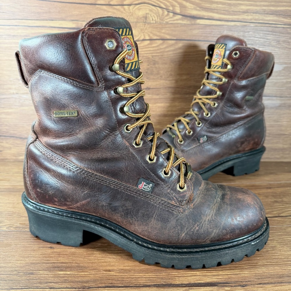 JUSTIN‎ Work Boots Gore-Tex Leather Lace Up Shoes Men’s Size 11.5